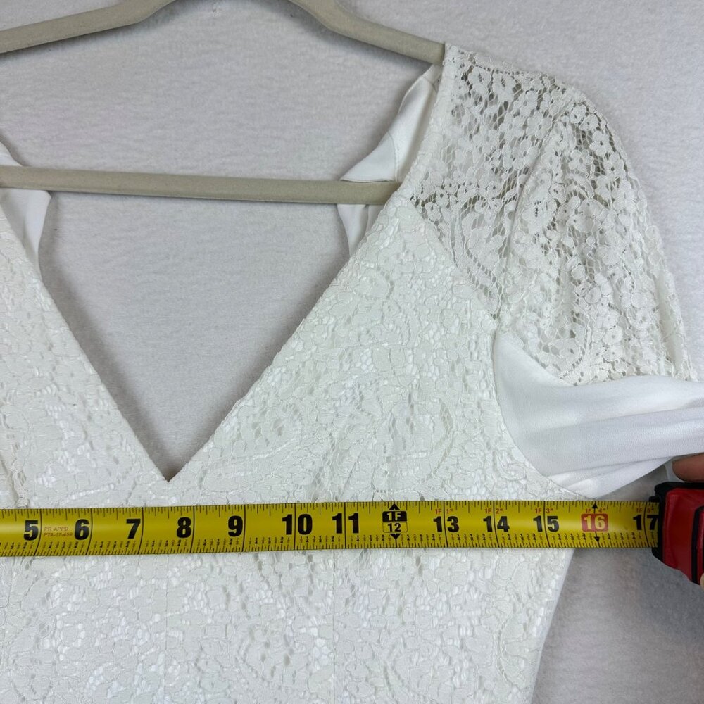 Lulus Astra Lace V Neck Maxi Wedding Dress Size S Chiffon Romantic Rustic Slit - Picture 8 of 10